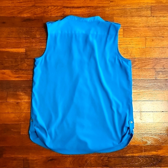 🔥SALE Calvin Klein Teal Blue Sleevless Button-up Dress Shirt - Picture 2 of 5